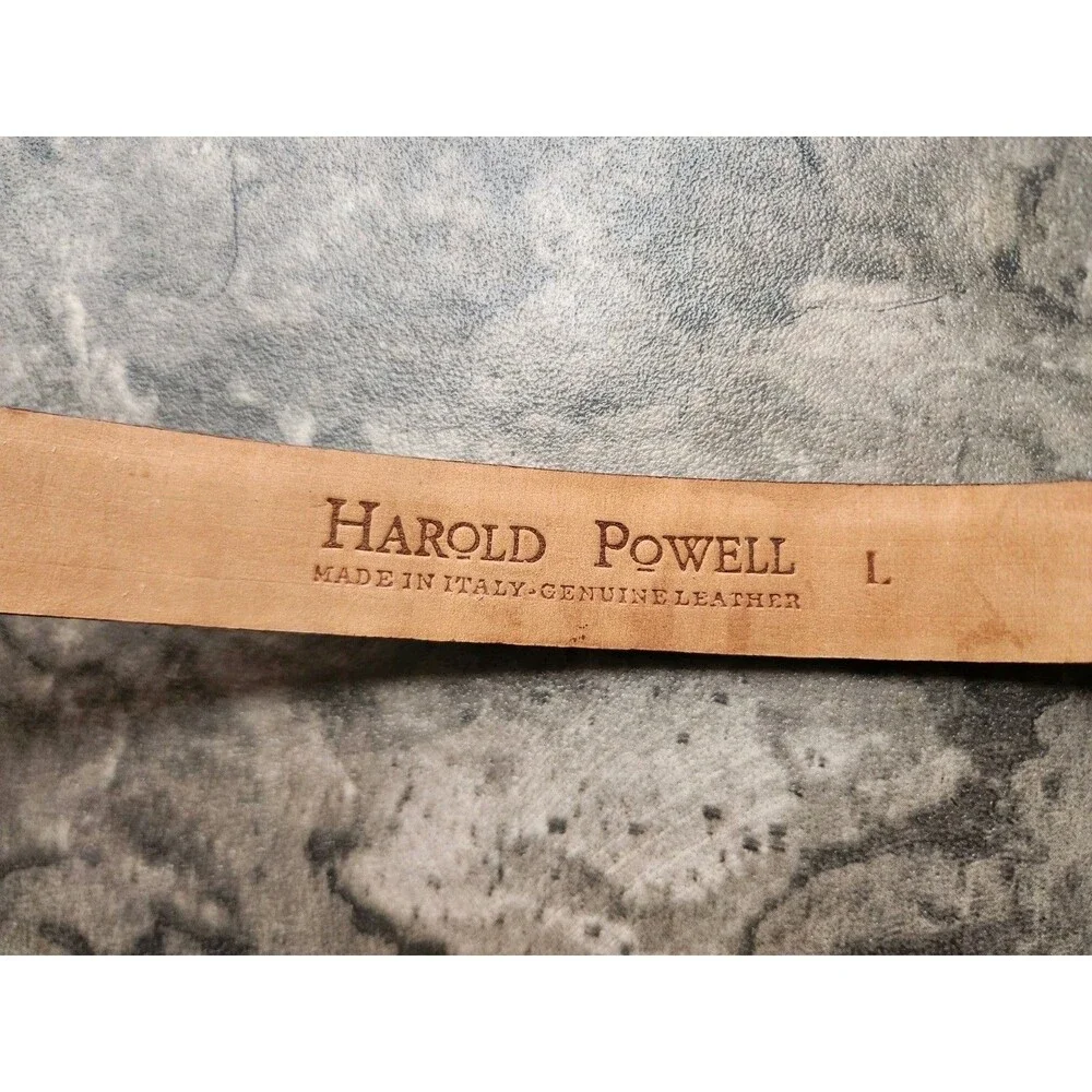 Harold Powell Belt Italian Leather Dark Brown Croc Silver Tone Buckle Sz Large